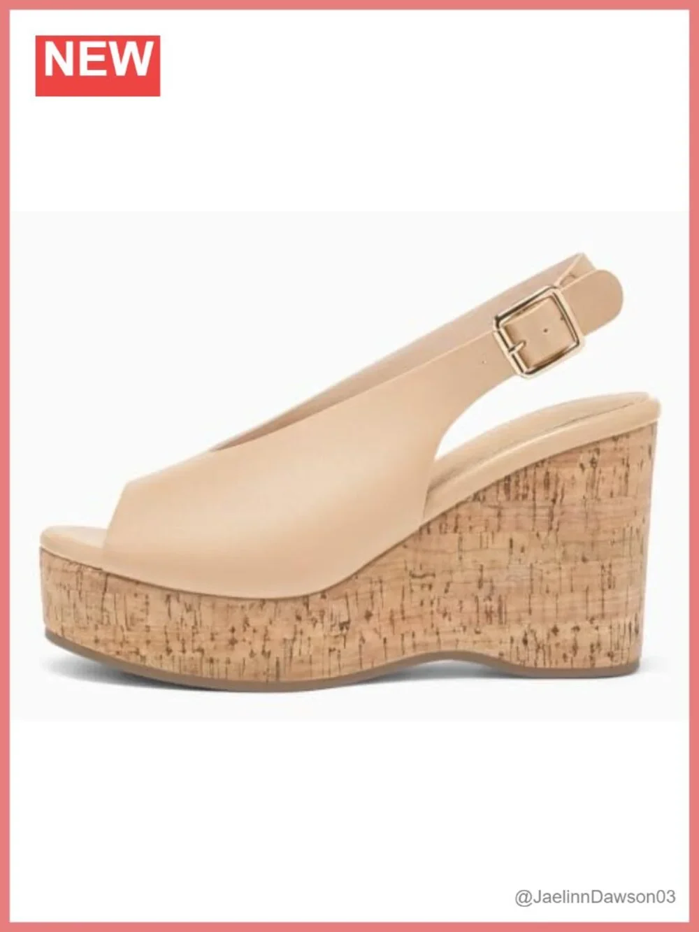 Women's Platform Wedge Sandals Peep Toe Slingback Faux Leather Cork Heels